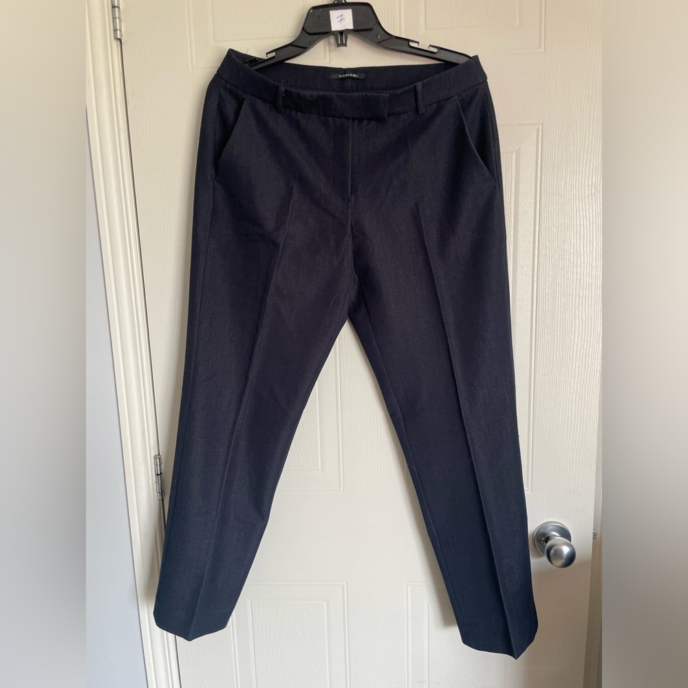 Work Chic Tahari Slim Trousers Dark Blue Career Pants Sz 6 Coastal Professional